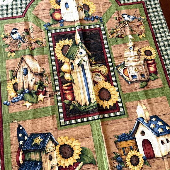 Vintage Quilt Panel Birdhouses Panel Sunflowers Spring Industries 34” X 44” - Picture 2 of 6